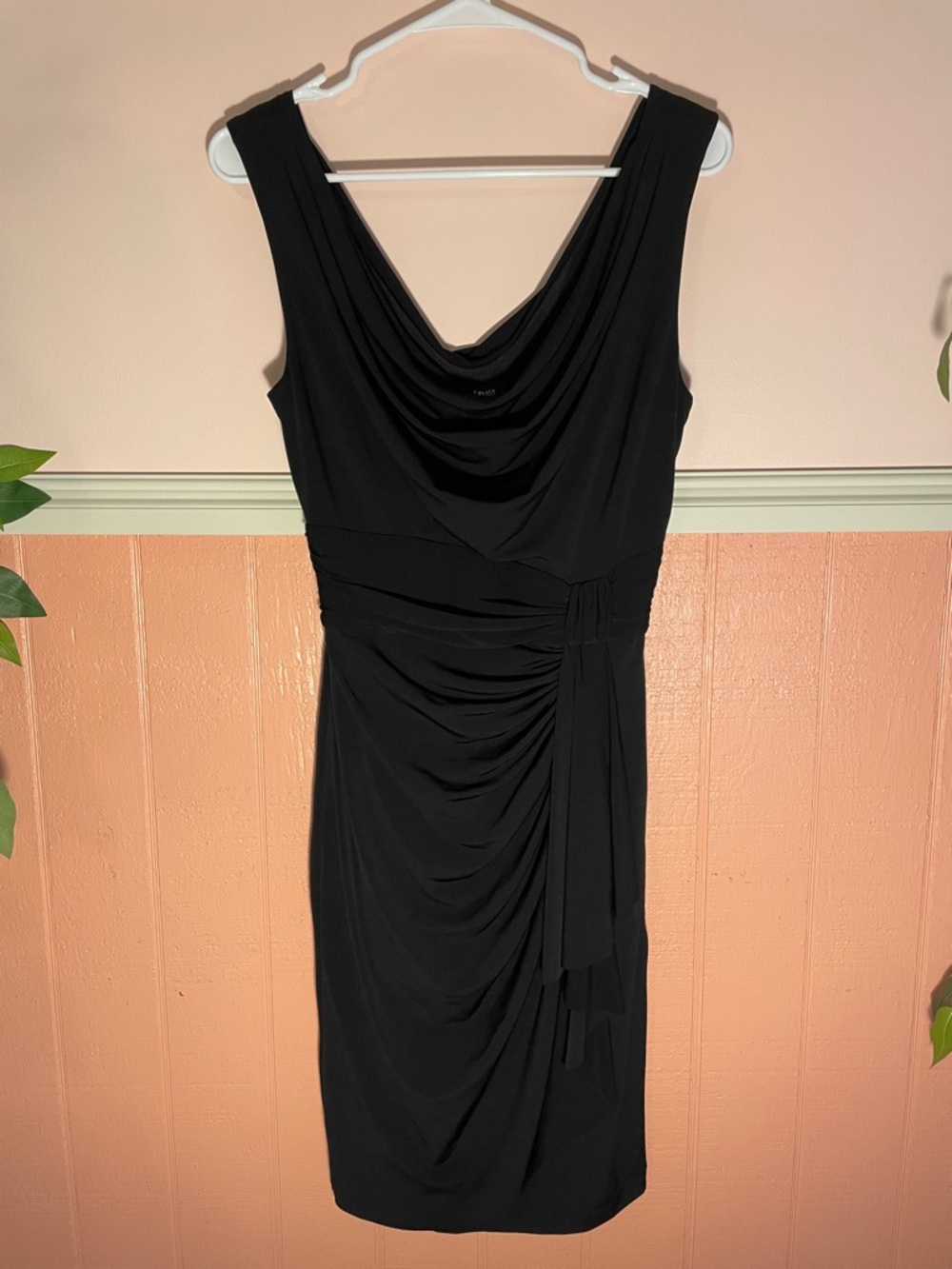 White House Black Market Black Draped Midi Dress